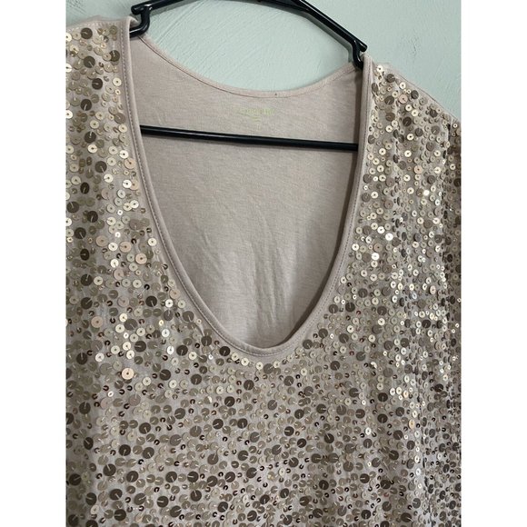 Garnet Hill Rose Gold Sequin Top Size Small Cocktail Party - Picture 2 of 7